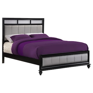 Barzini Modern Classic Wood Panel Bed with Upholstered Headboard
