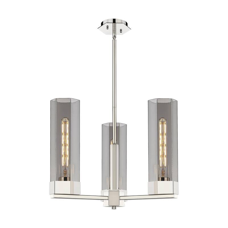 Innovations Lighting Claverack - 3 Light 14" Stem Hung Pendant - Polished Nickel/Plated Smoke