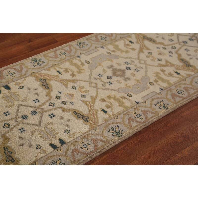 Oushak Style Runner Rug Hand-Knotted Wool Carpet - 2'7"x 7'10"