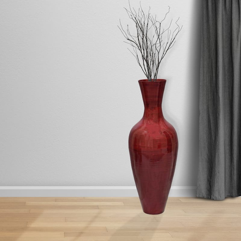 37" Tall Floor Vase, Modern Bamboo Flower holder for Living Room Entryway Classic Floor Decor for Home or Office