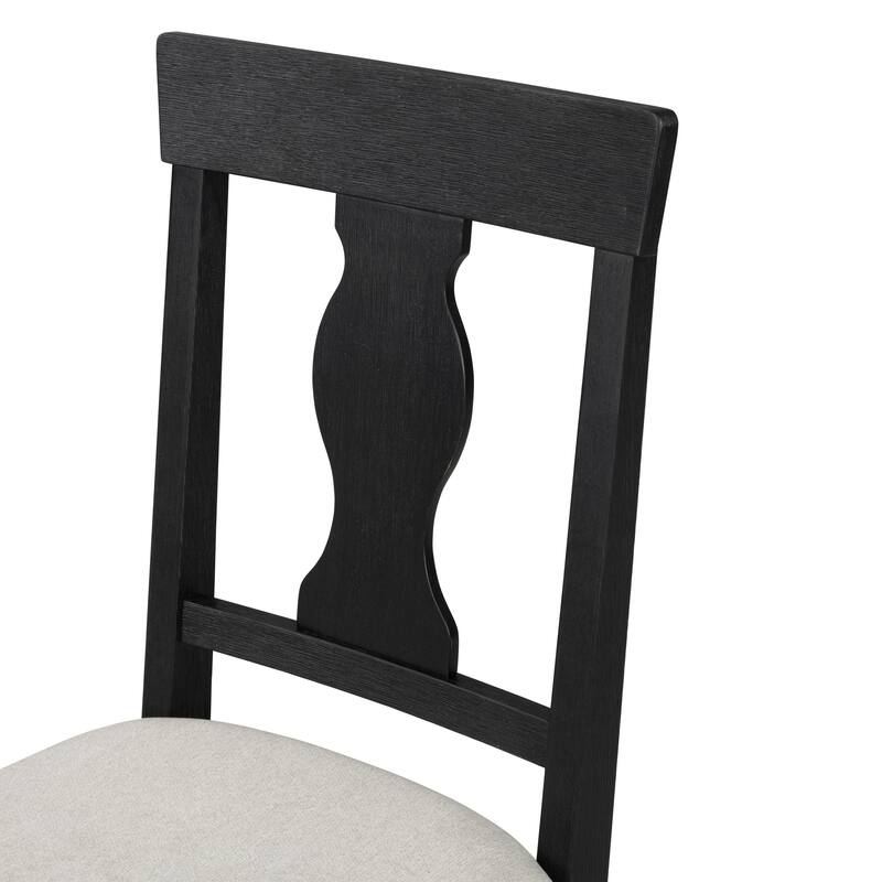 Furniture of America Lucan Modern Farmhouse Black Acacia 7-Piece Dining Set