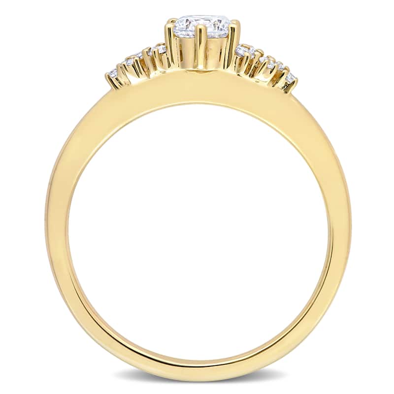 Miadora 10k Yellow Gold 1/2ct TDW Diamond Cluster Engagement Ring