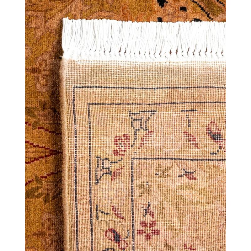 Overton Hand Knotted Wool Vintage Inspired Modern Contemporary Overdyed Gold Runner Rug - 3' 1" x 12' 10"