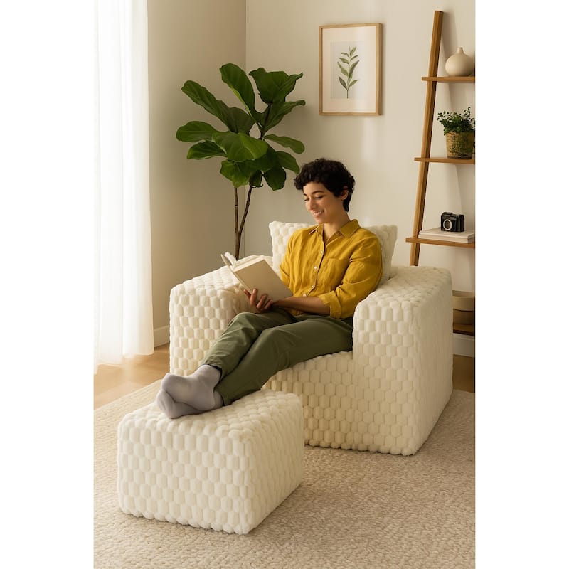 Compact Corduroy Lounge Sofa with High-Density Foam, No Assembly Required, Perfect for Small Spaces