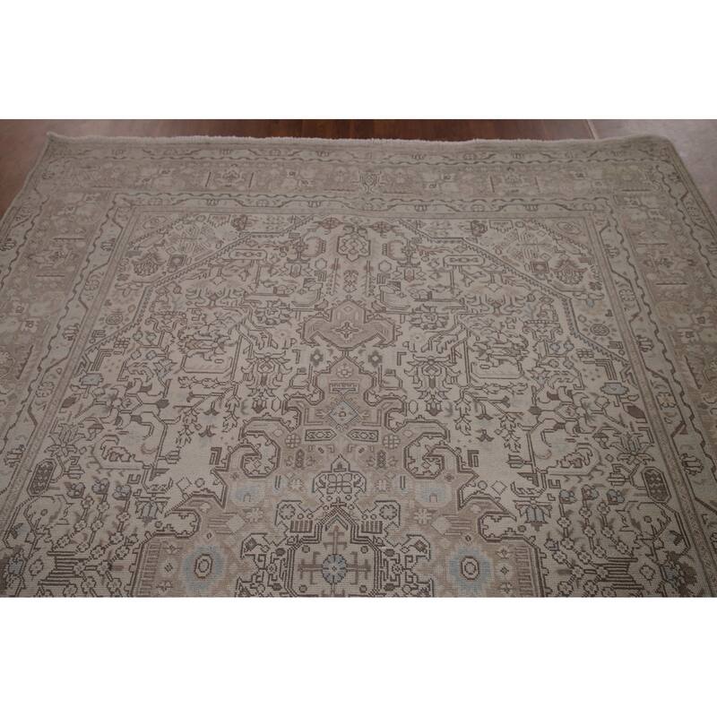 Distressed Tabriz Persian Vintage Area Rug Hand-knotted Wool Carpet - 6'10" x 9'6"