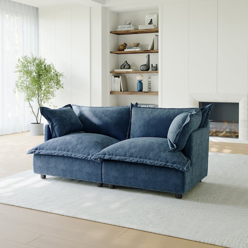 80"W Upholstered Chenille Comfy Cloud Couch Modular Sectional Sofa