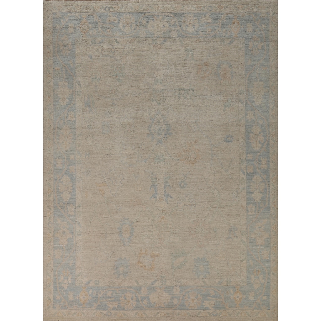 Hand Knotted Oriental 100% Wool Carpet Transitional All-Over Beige & Ivories Oushak Area Rug - 10' 0'' X 8' 0''