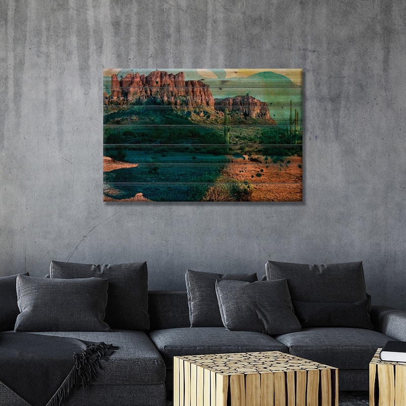 Arizona Abstract Print On Wood by Sisa Jasper - Multi-Color