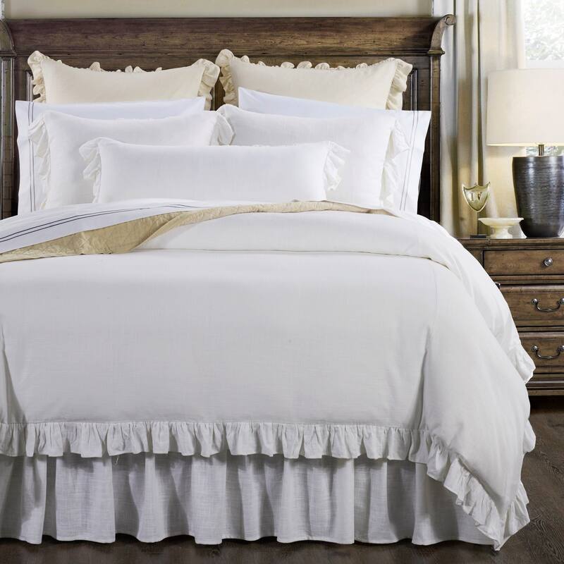 HiEnd Accents Lily Washed Linen Duvet Cover Set, 3PC