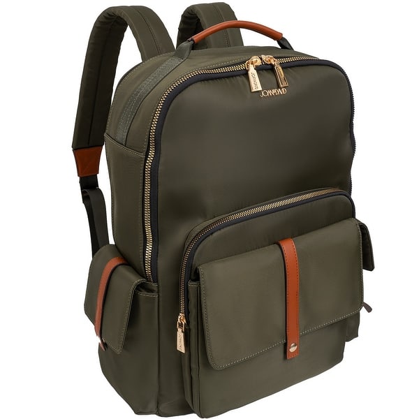 Joan & David Brown Backpack Laptop Bag Coated Faux Leather Joan & David Backpack Laptop Travel Bag Brown Faux Leather  main image 2