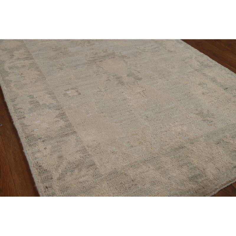 Hand Knotted Oriental 100% Wool Carpet Transitional All-Over Beige & Ivories Oushak Runner Rug - 8' 4'' X 3' 0''
