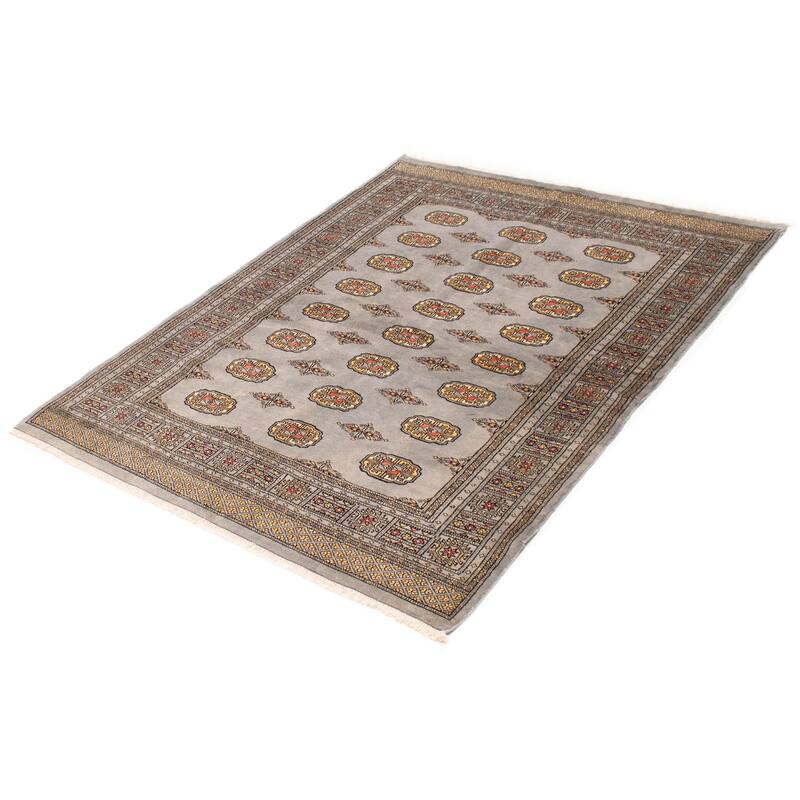 Finest Peshawar Bokhara Grey Rug 5'7" x 7'4" - 5'7 x 7'4