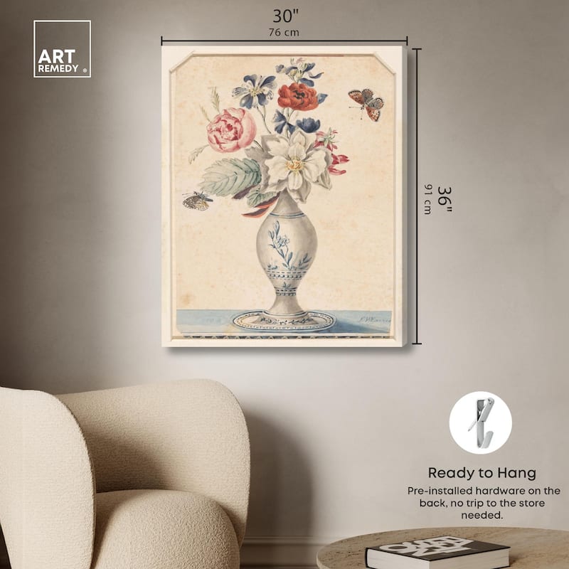 Vase with Flowers II 1850 Canvas by Art Remedy, Gallery Wrapped