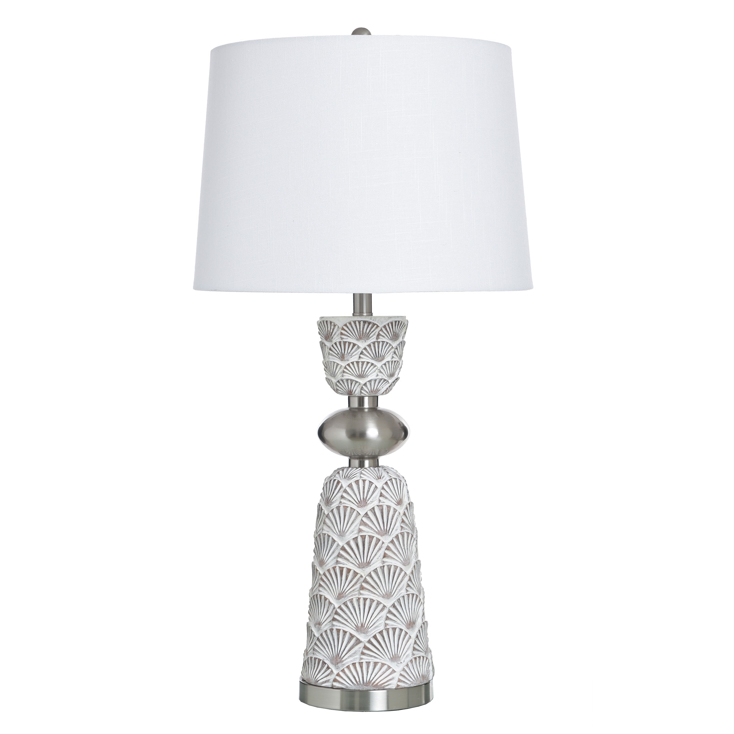 StyleCraft Poly & Steel Table Lamp - Saponay - Beige Shade