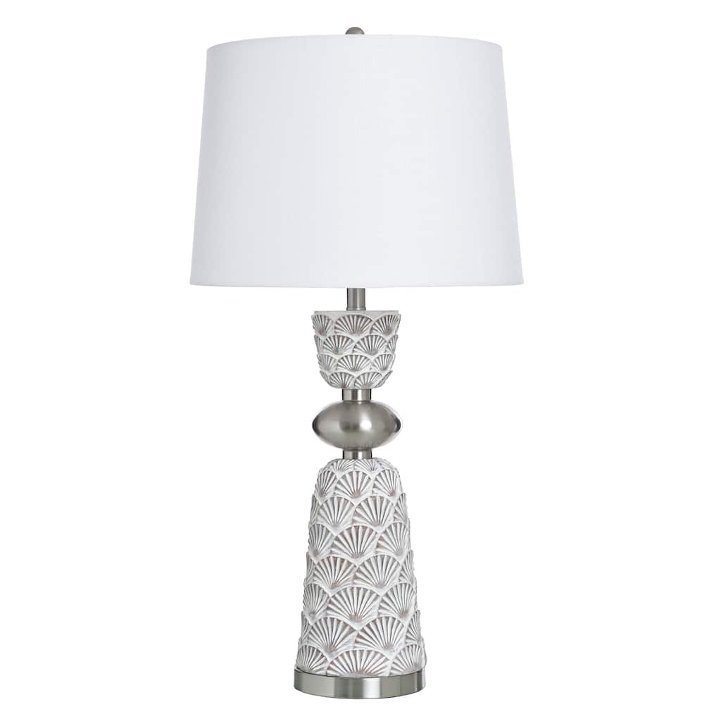 StyleCraft Poly & Steel Table Lamp - Saponay - Beige Shade