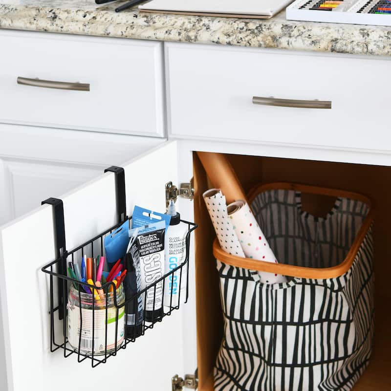 Household Essentials Over the Door Cut Out Metal Basket - 6.3"L x 10.6"W x 9.1"H