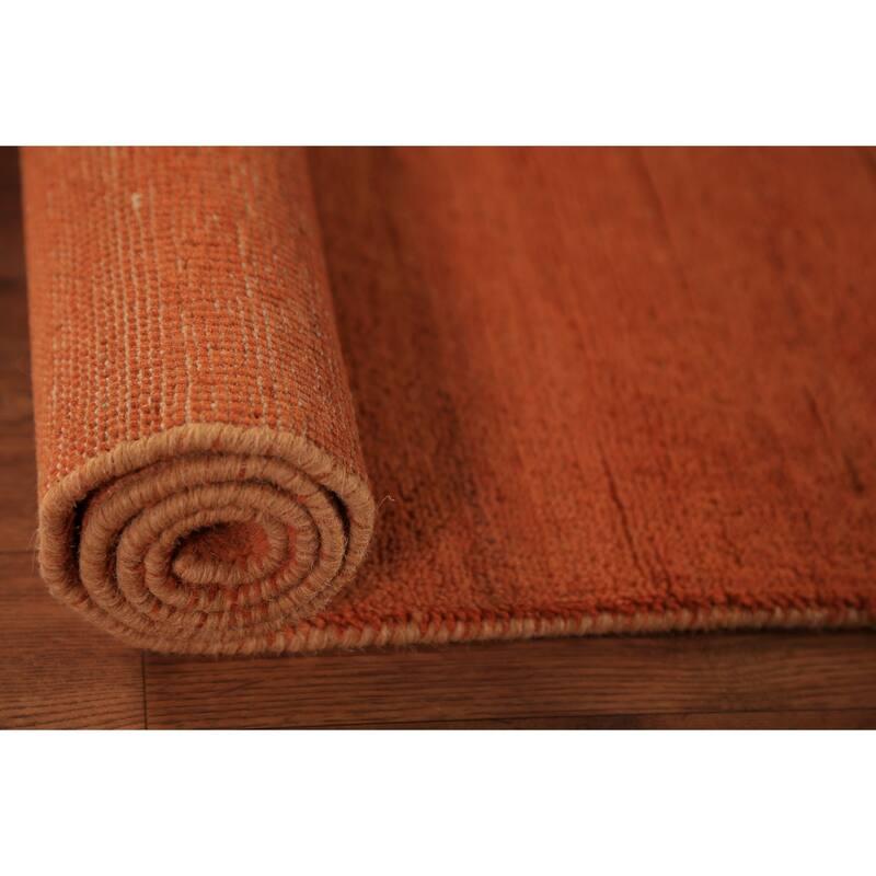 Orange Gabbeh Modern Rug Hand-Knotted Oriental Wool Carpet - 2'9" x 4'3"