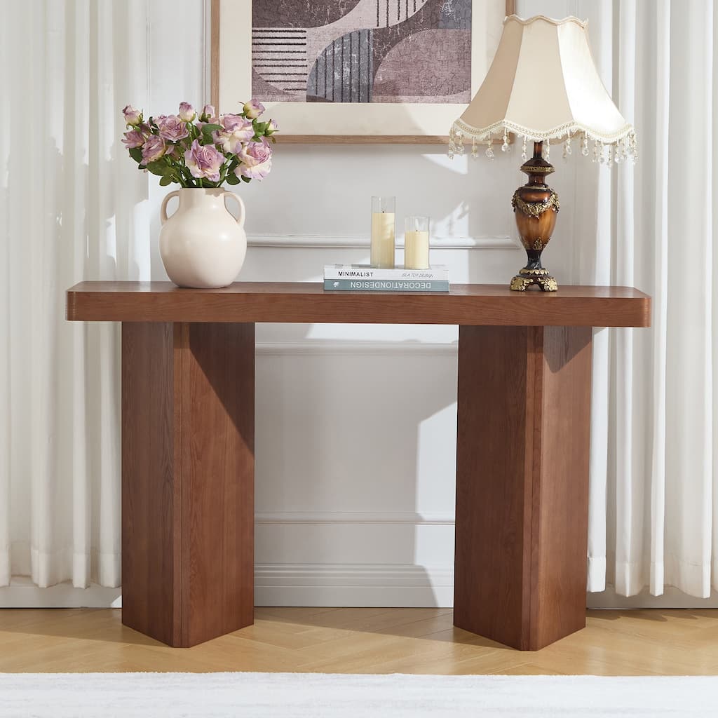 50" Modern Console Table Entryway Sofa Table with Solid Wood Veneer - 49.21"L x 13.78"W x 30.31"H