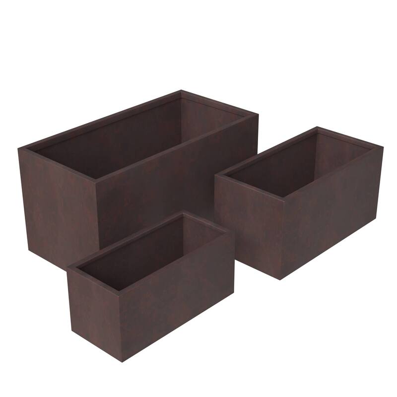 Bloom 3-Piece Rectangular Fiberstone and MGO Clay Planter Pot Set