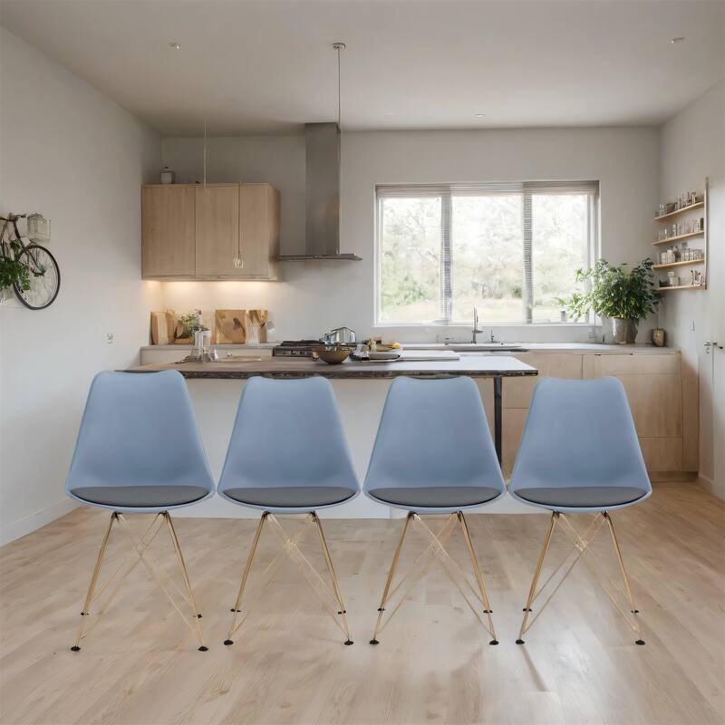 Modern Dining Chairs with Plastic Seat and Metal Legs (Set of 4)
