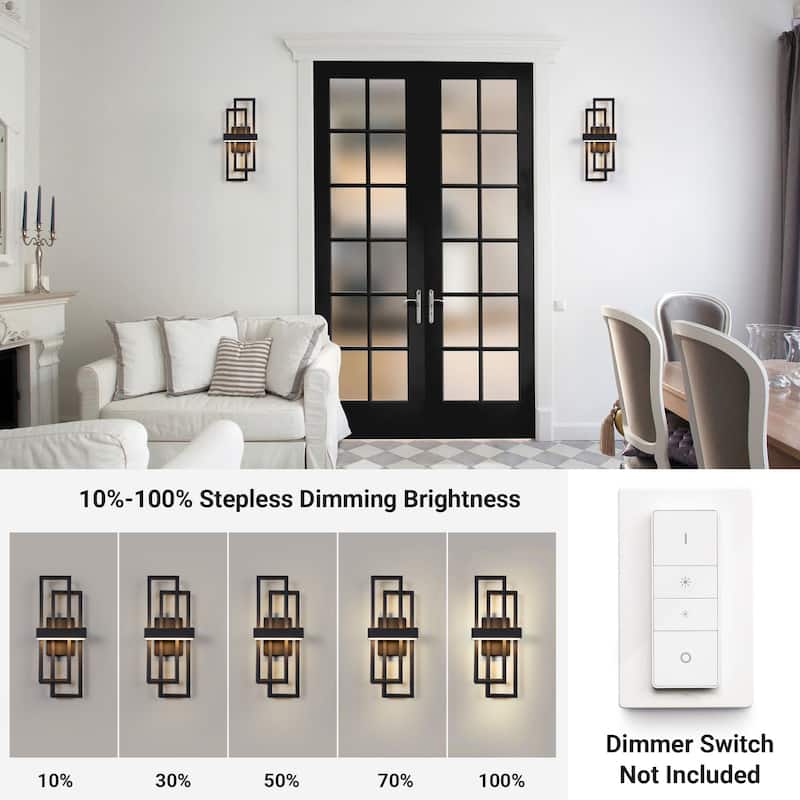 Modern Geometric Matte Black LED Flush Mount Wall Sconce