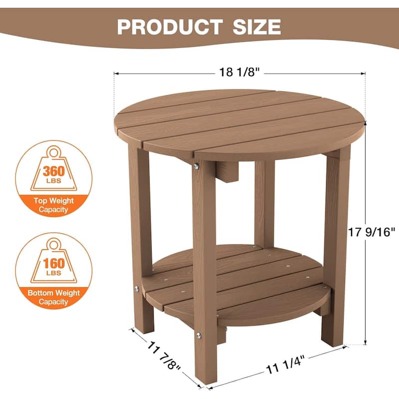 WINSOON All Weather HIPS Outdoor Side Table,Round Table Set Of 2