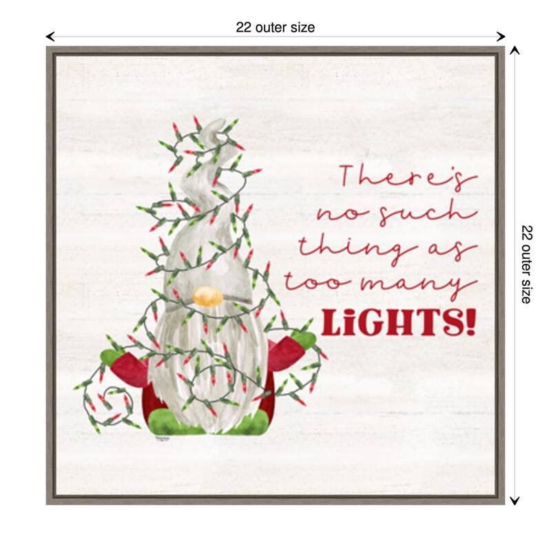 Gnome for Christmas Sentiment V-Lights by Tara Reed Canvas Art Framed - 22 x 22 in