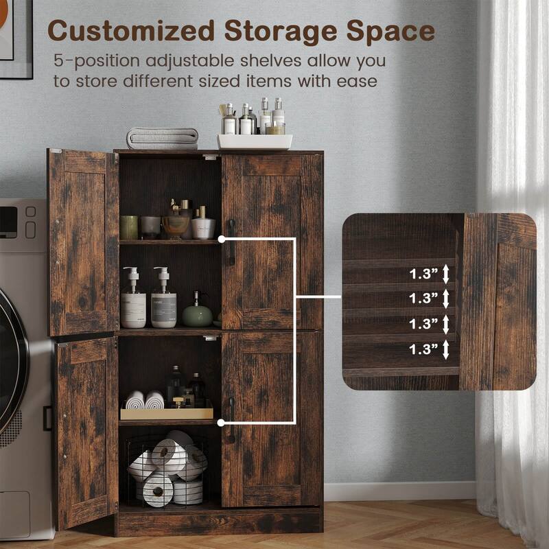 Costway Bathroom Cabinet with Doors & Adjustable Shelves Storage - See Details