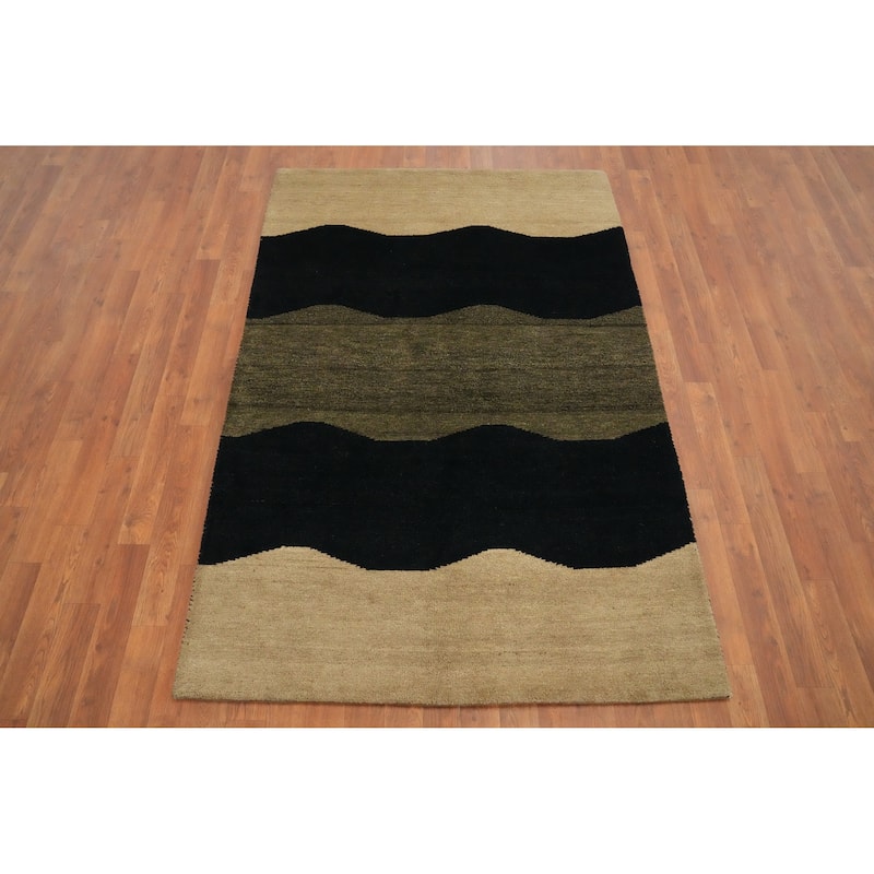 Hand Knotted Oriental 100% Wool Carpet Modern Modern Multi-Colored Gabbeh Area Rug - 6' 0'' X 4' 0''