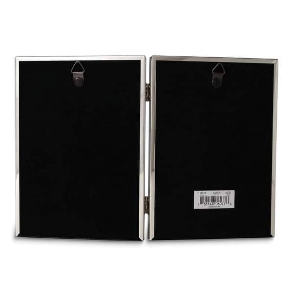 Curata Polished SilverPlated 5x7 Portrait Hinged Double Frame Bead