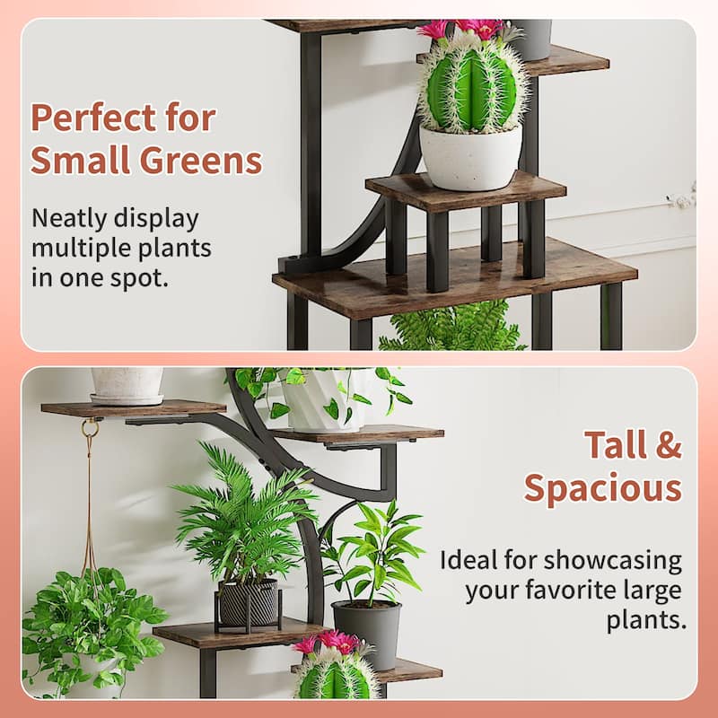 VECELO Indoor Plant Stand with Grow Lights 4 Styles 6/7/9 Shelves Adjustable Timer & Brightness Decorative Rack for Living Room