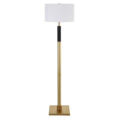 Modern Black Floor Lamp with White Drum Shade 62" Metal Pole Lamp for Living Room or Bedroom - 62.32" H x 16" W x 16" D