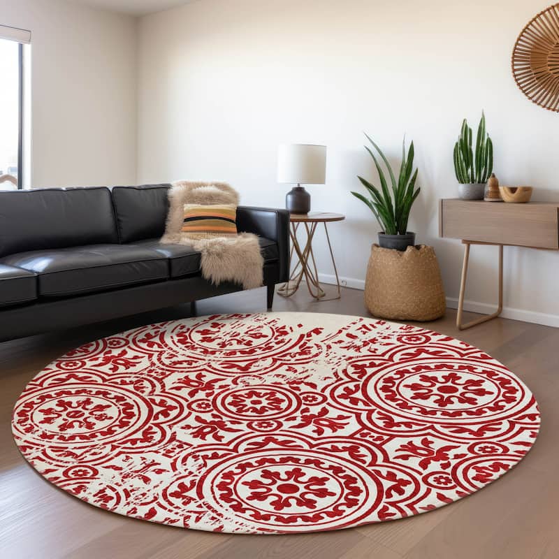 Machine Washable Indoor/ Outdoor Chantille Suzani Vintage Rug