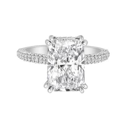 Auriya 14k Gold 4 1/2ctw Lab grown Radiant Vintage Hidden Halo Diamond Engagement Ring (F-G VS)