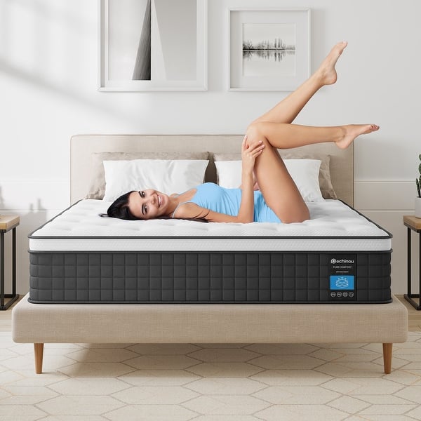 Mubulily 10 Inch Queen Hybrid Mattress In A Box - Gel Memory Foam & Pocket Coils For Pressure & Back Pain Relief