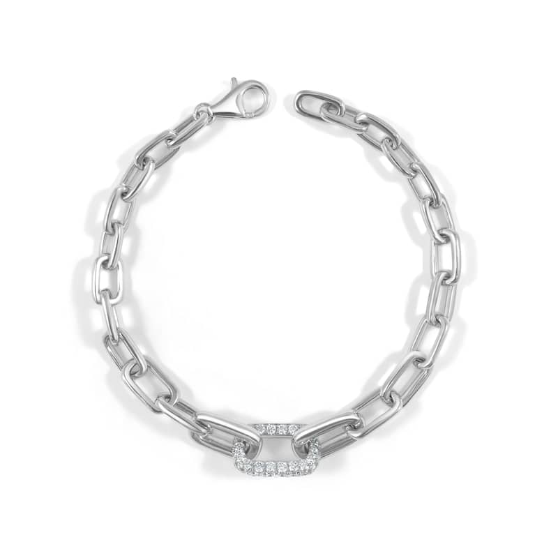 Joelle Collection Diamond Link Bracelet 14K White Gold 1 1/5 CT TDW Diamond Link Bracelet