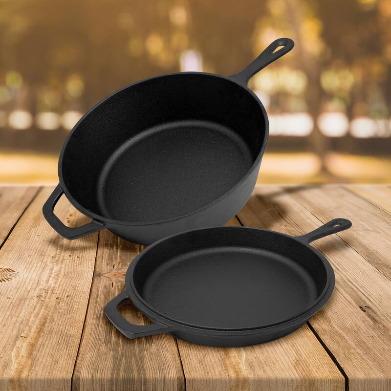 Cookpro 3.5 Qt. Pre-Seasoned Cast Iron Combo Cooker with 10" Frypan that Doubles as a Lid