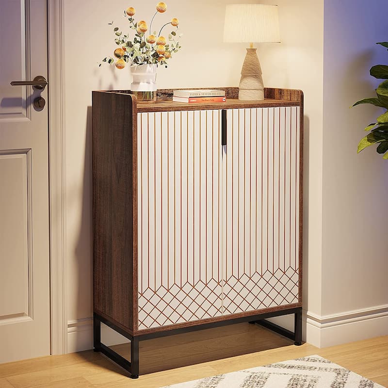 Shoe Cabinets with Doors, 5-Tier Wood Shoe Rack Organizer for 25 Pairs