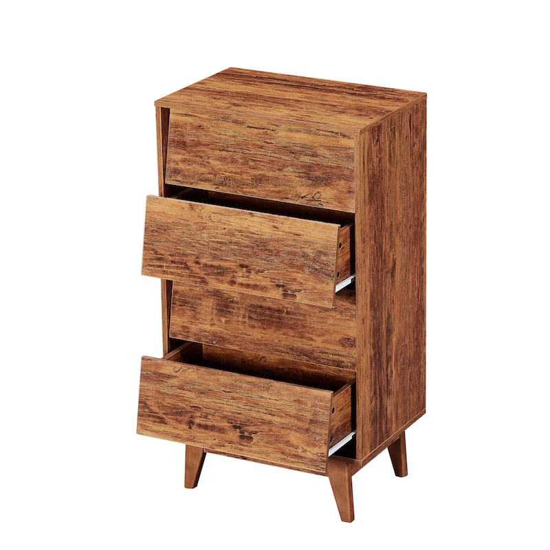 37" Tall Vintage Style 4 Drawer Dresser,Wood Dressers & Chest of Drawers,Wood Grain Finish