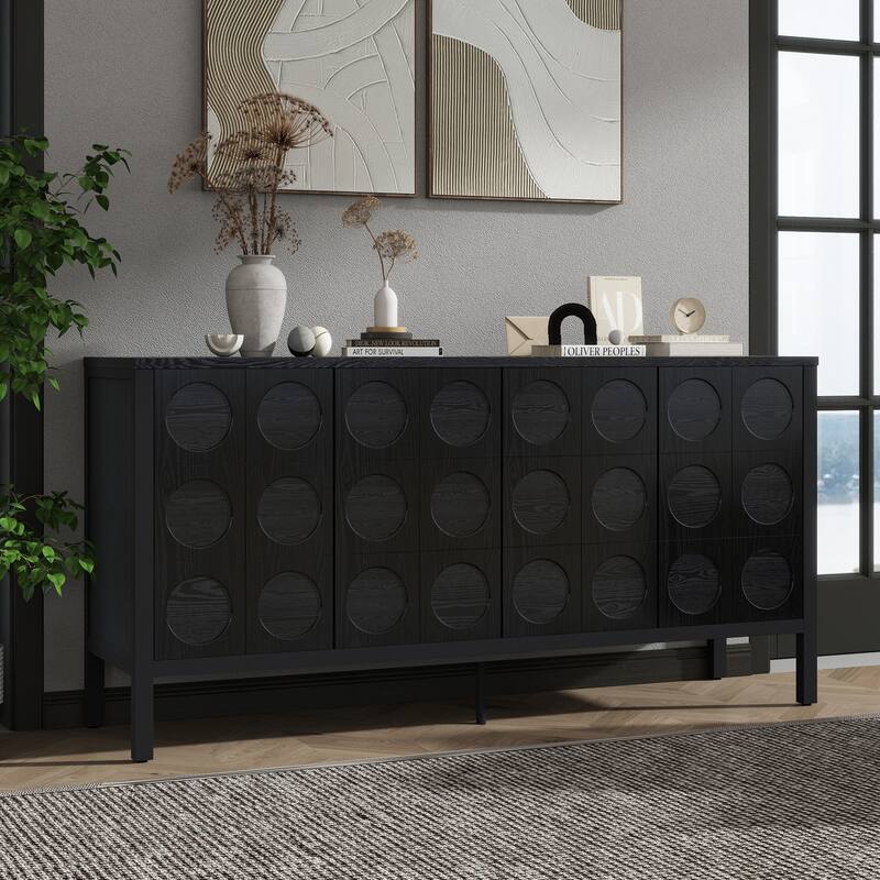 Storage Sideboard Cabiney with Unique Geometric Circle Door Design