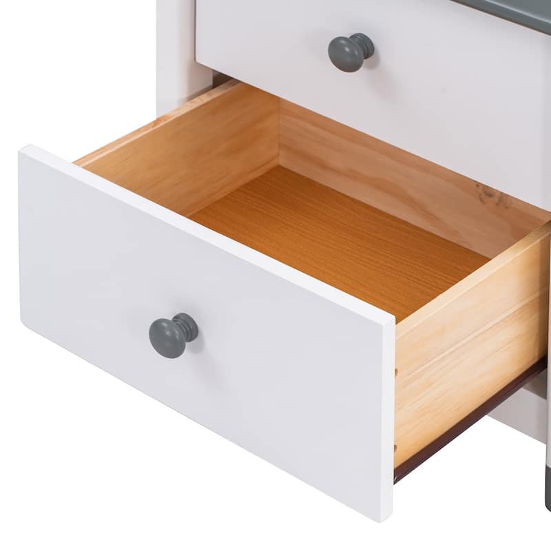 Wooden Nightstand for Kids with 2 Drawers, Space-Saving End Table for Bedroom, Solid Wood Frame and Cute Design