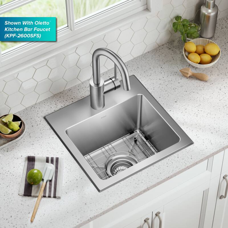 KRAUS Fairlane Drop In Top Mount 18 Gauge Stainless Steel Kitchen Sink