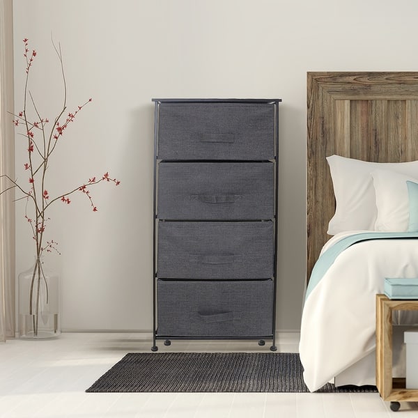 slide 2 of 10, 4 Drawer Bedside Nightstand Chest Tower Bedroom Dresser Assorted Colors