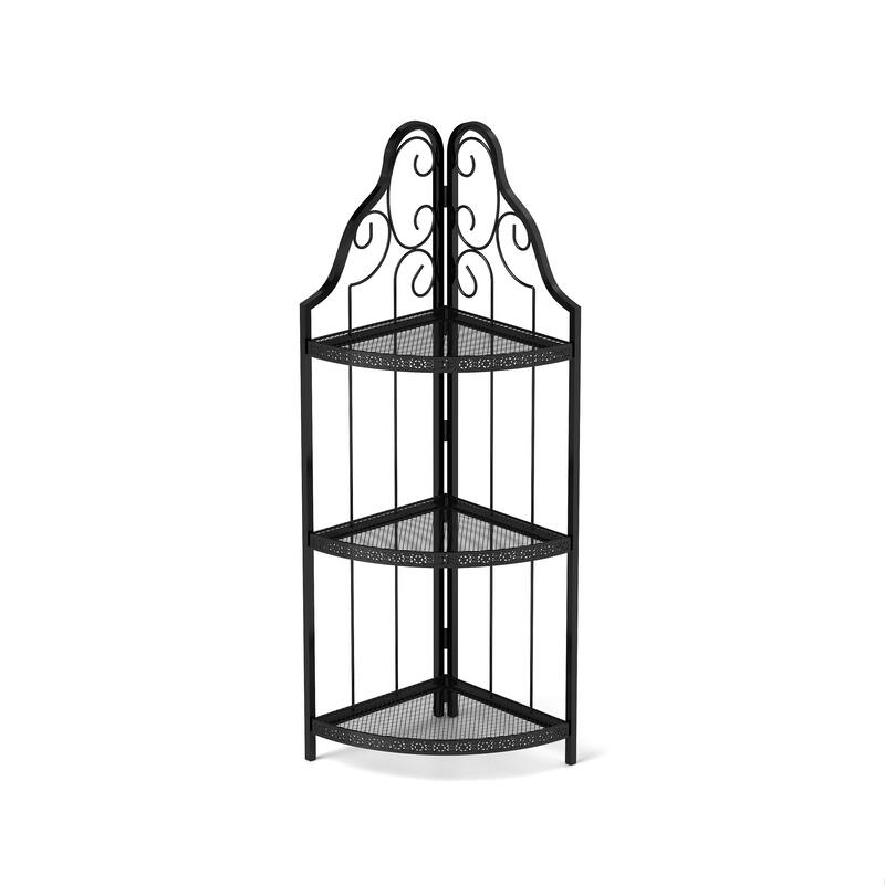 3-Tier Corner Open Shelf,Bookcase Freestanding Shelving Unit,Plant Stand Small Bookshelf