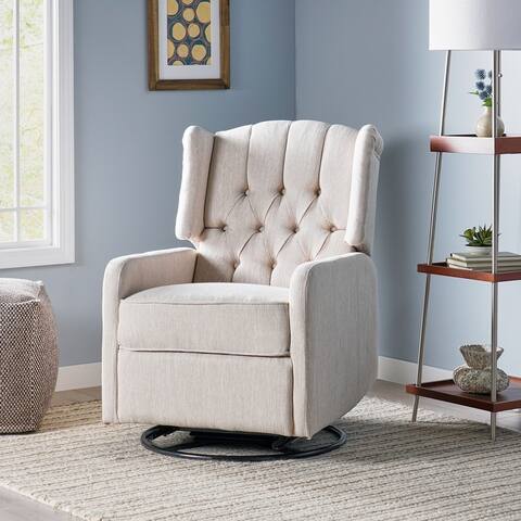 Mohaven Contemporary Tufted Wingback Swivel Recliner by Christopher Knight Home