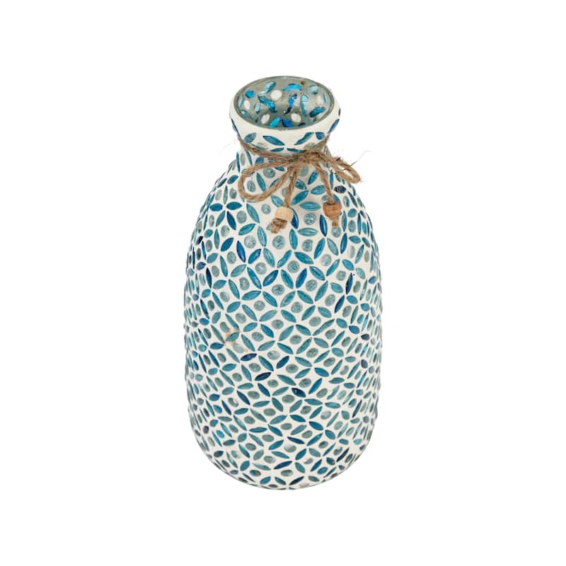 Sagebrook Home Coastal Blue Glass Mosaic Vase