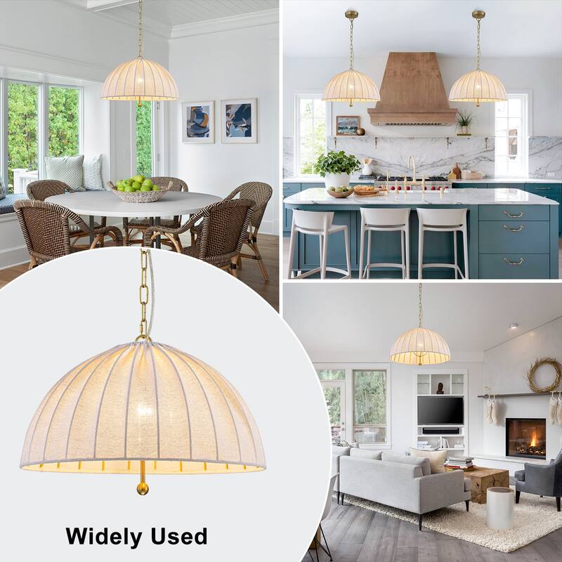 19.69" 1-Light Modern Hanging Pendant Light Fabric Shade Living Space - Dia.20-in