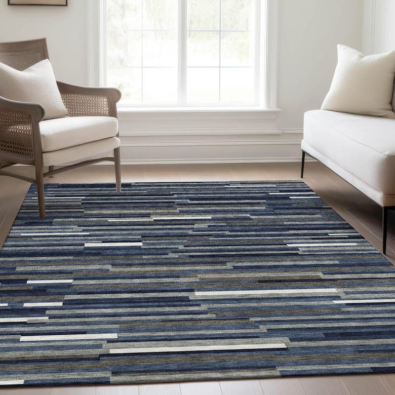 Premium Washable Super Soft Geo Stripes Mayfield Rug