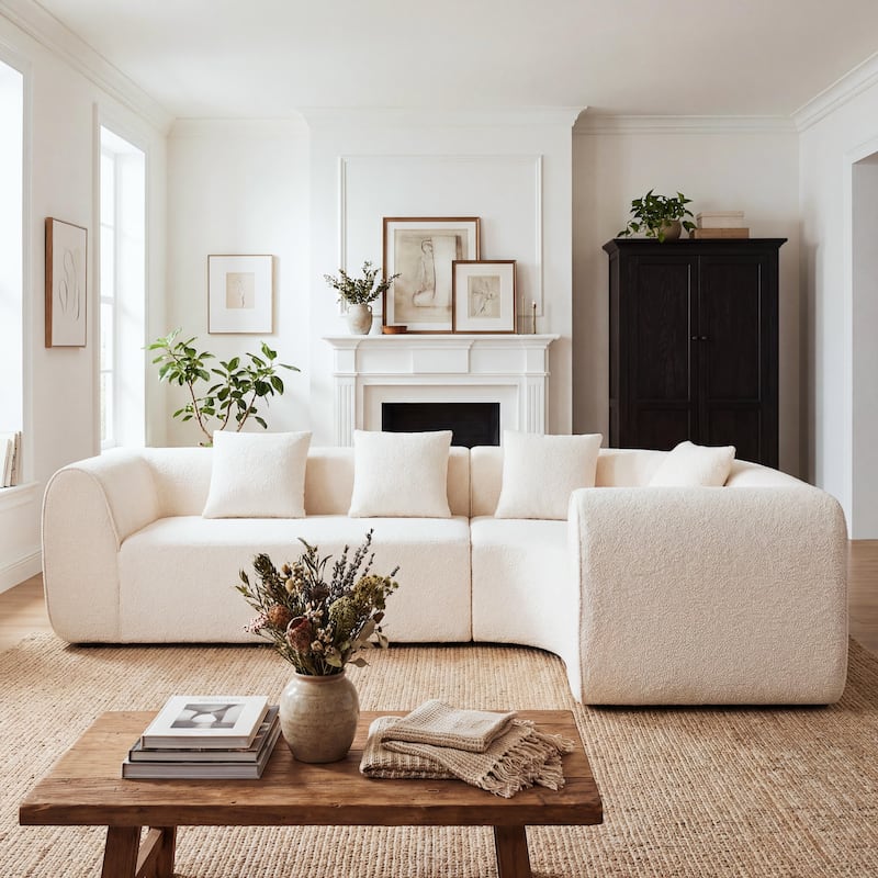 Christopher Knight Home - Curved Modular 110" Upholstered Sectional Sofa