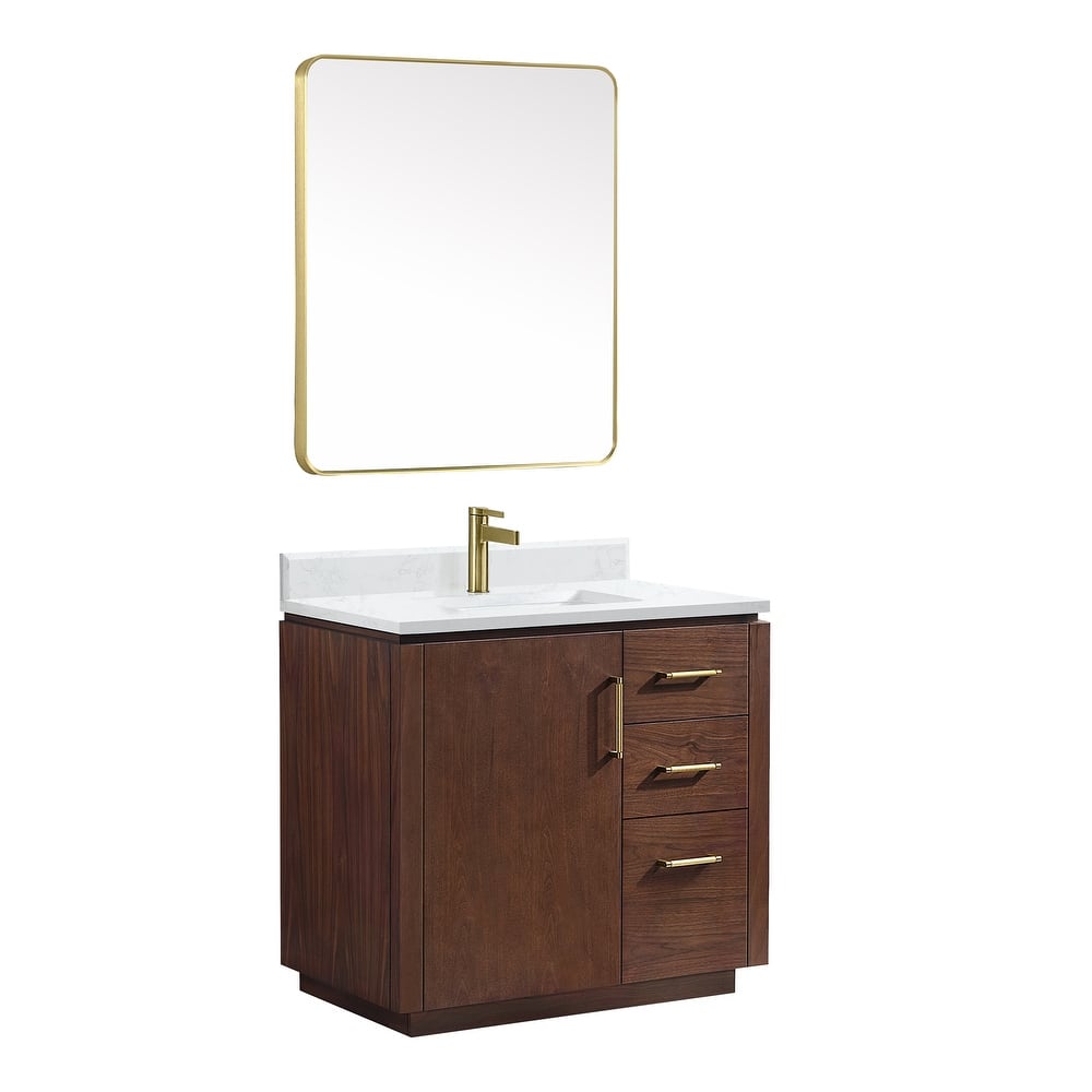 San Single Bath Vanity with Composite Stone Top and Mirror